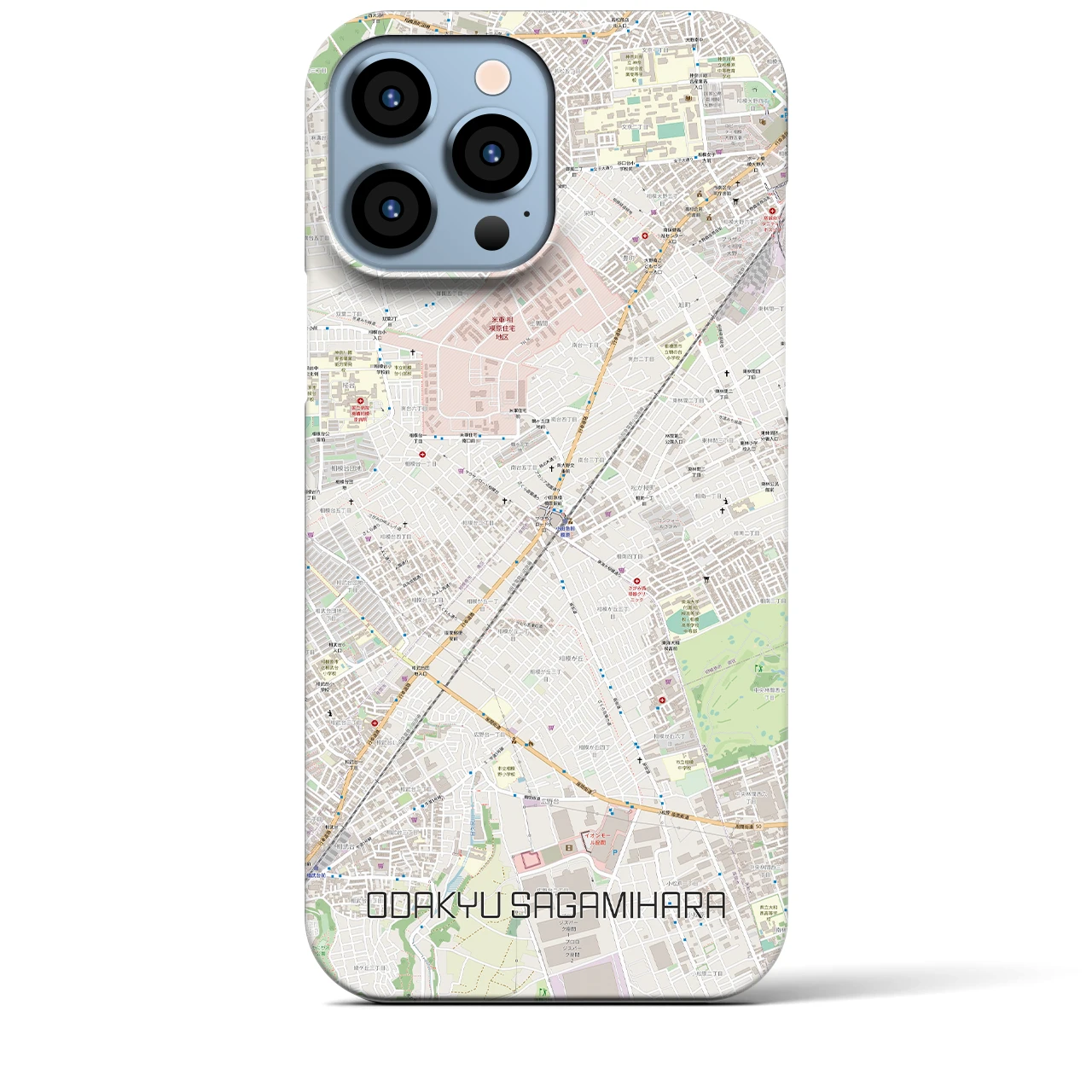 【小田急相模原】地図柄iPhoneケース（バックカバータイプ・ナチュラル）iPhone 13 Pro Max 用