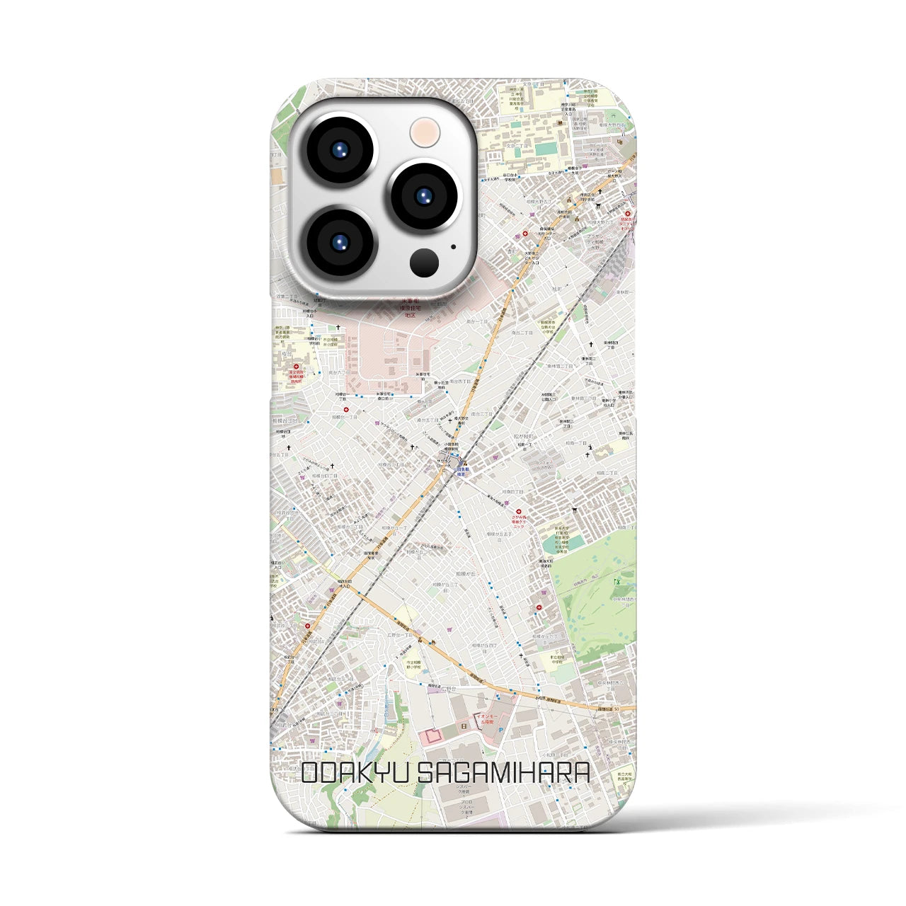 【小田急相模原】地図柄iPhoneケース（バックカバータイプ・ナチュラル）iPhone 13 Pro 用