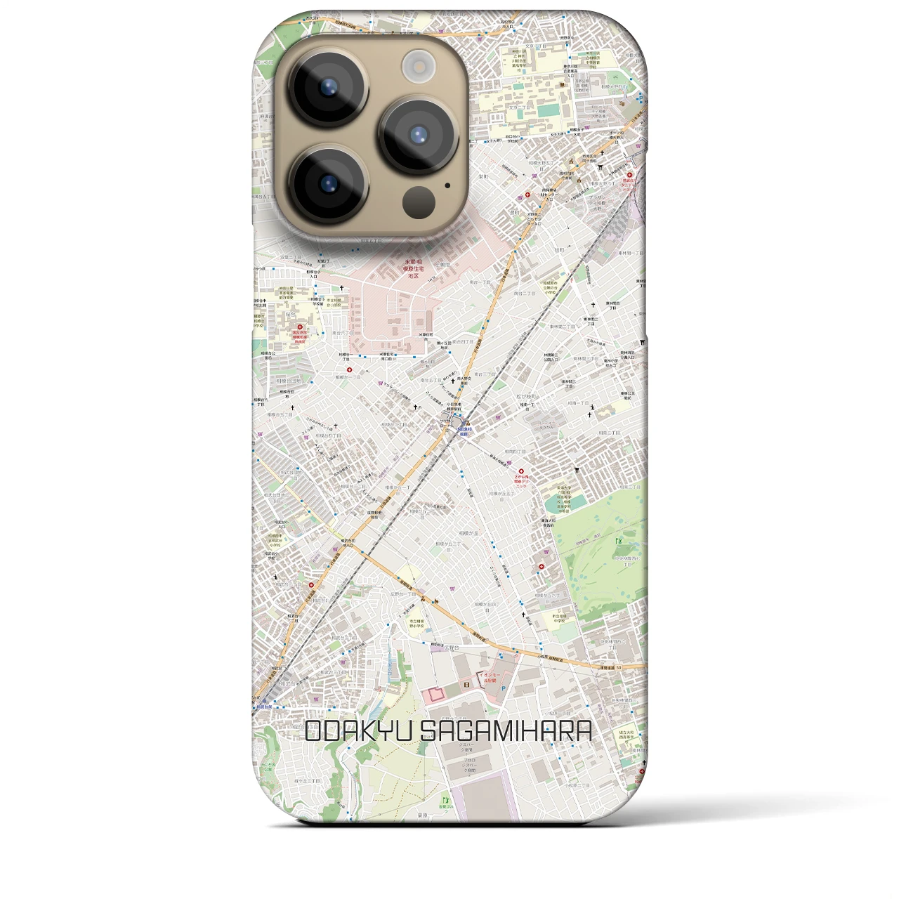 【小田急相模原】地図柄iPhoneケース（バックカバータイプ・ナチュラル）iPhone 14 Pro Max 用
