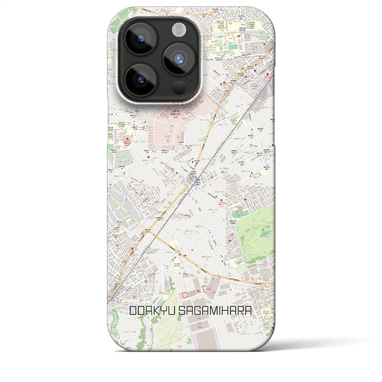 【小田急相模原】地図柄iPhoneケース（バックカバータイプ・ナチュラル）iPhone 15 Pro Max 用