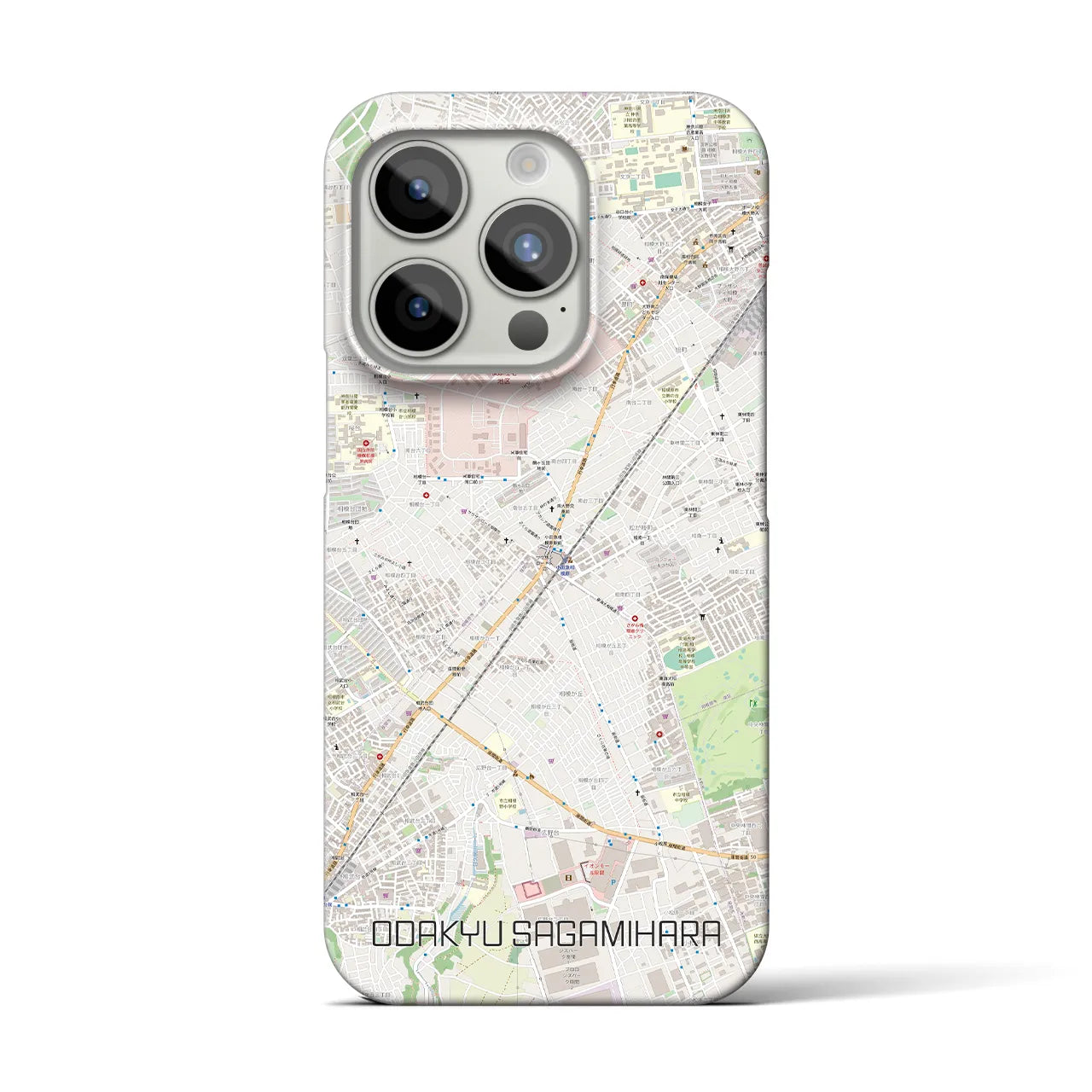 【小田急相模原】地図柄iPhoneケース（バックカバータイプ・ナチュラル）iPhone 15 Pro 用