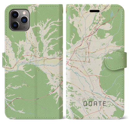 【大館（秋田県）】地図柄iPhoneケース（手帳タイプ）ナチュラル・iPhone 11 Pro Max 用