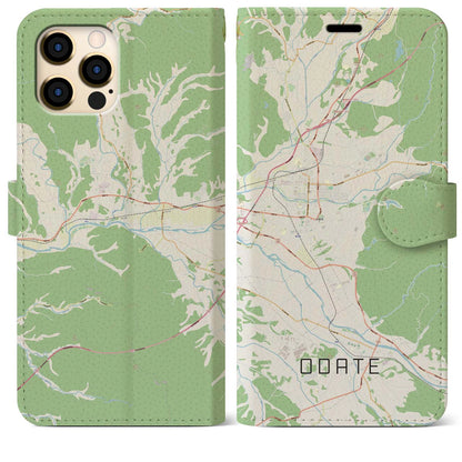 【大館（秋田県）】地図柄iPhoneケース（手帳タイプ）ナチュラル・iPhone 12 Pro Max 用