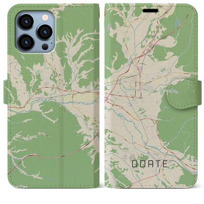 【大館（秋田県）】地図柄iPhoneケース（手帳タイプ）ナチュラル・iPhone 13 Pro Max 用