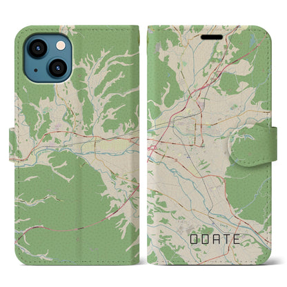 【大館（秋田県）】地図柄iPhoneケース（手帳タイプ）ナチュラル・iPhone 13 用