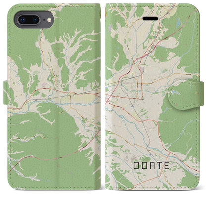 【大館（秋田県）】地図柄iPhoneケース（手帳タイプ）ナチュラル・iPhone 8Plus /7Plus / 6sPlus / 6Plus 用