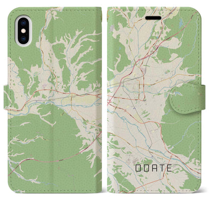 【大館（秋田県）】地図柄iPhoneケース（手帳タイプ）ナチュラル・iPhone XS Max 用