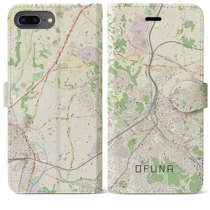 【大船（神奈川県）】地図柄iPhoneケース（手帳タイプ）ナチュラル・iPhone 8Plus /7Plus / 6sPlus / 6Plus 用