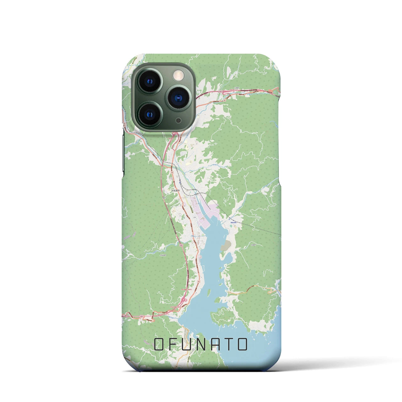 【大船渡】地図柄iPhoneケース（バックカバータイプ・ナチュラル）iPhone 11 Pro 用