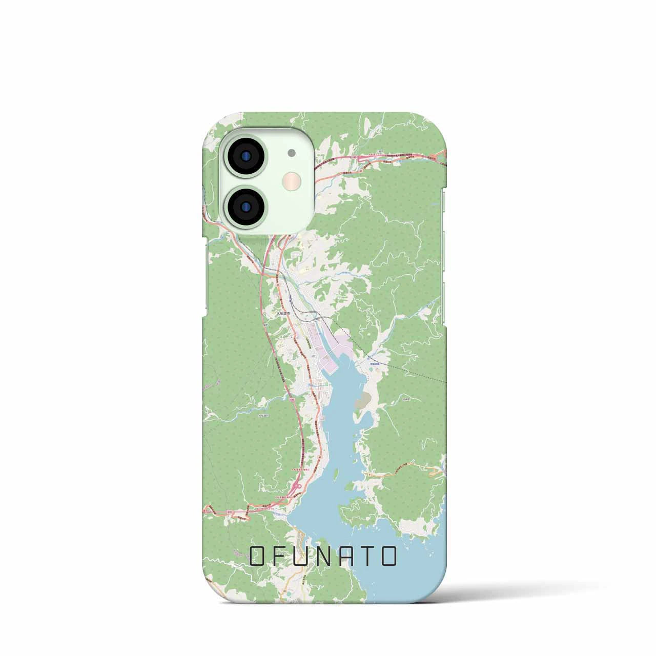 【大船渡】地図柄iPhoneケース（バックカバータイプ・ナチュラル）iPhone 12 mini 用