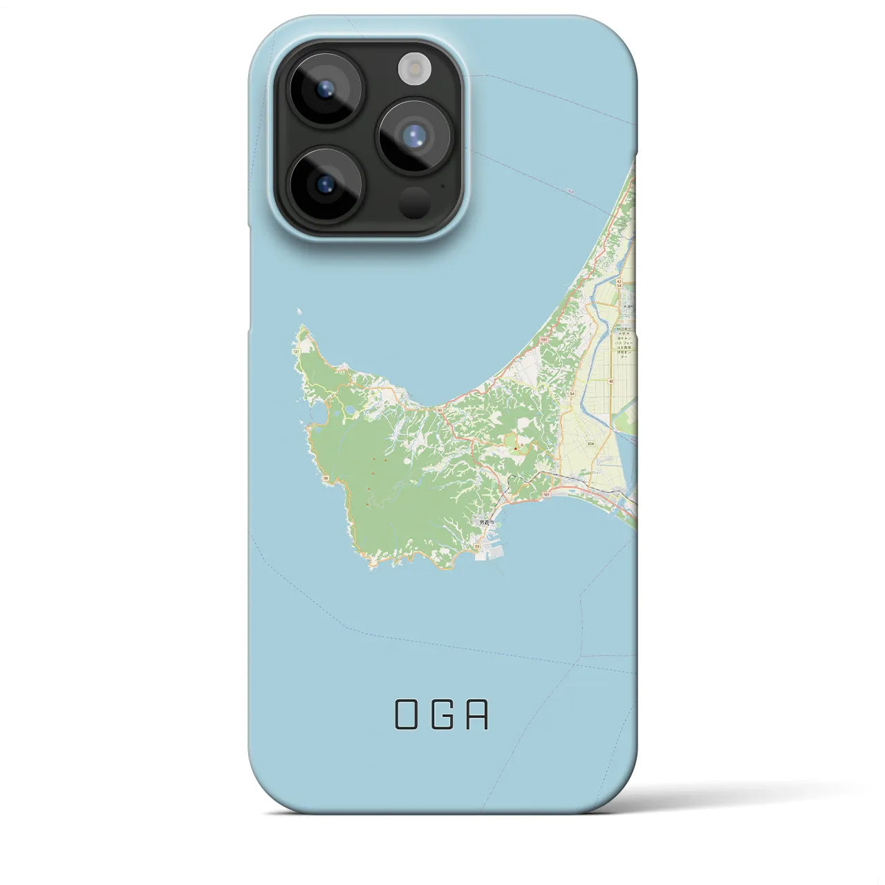 【男鹿】地図柄iPhoneケース（バックカバータイプ・ナチュラル）iPhone 15 Pro Max 用