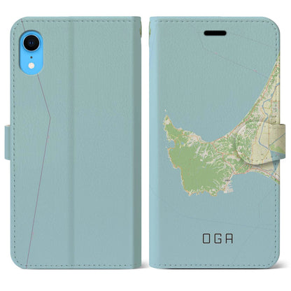 【男鹿（秋田県）】地図柄iPhoneケース（手帳タイプ）ナチュラル・iPhone XR 用