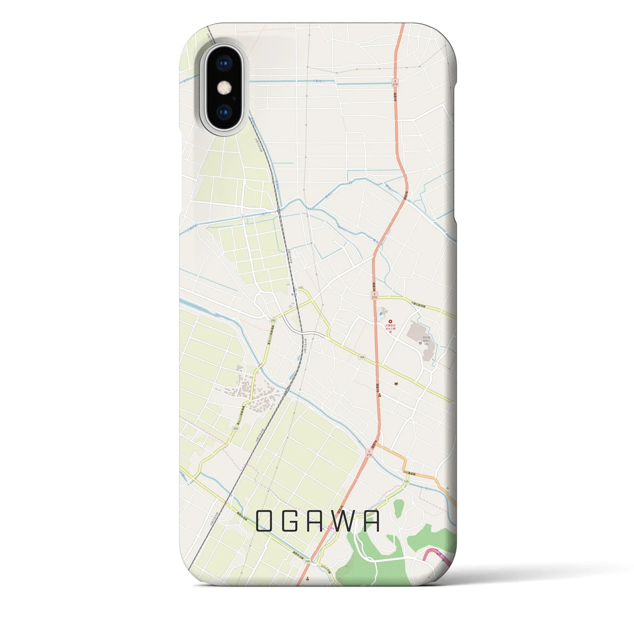 【小川（熊本県）】地図柄iPhoneケース（バックカバータイプ・ナチュラル）iPhone XS Max 用