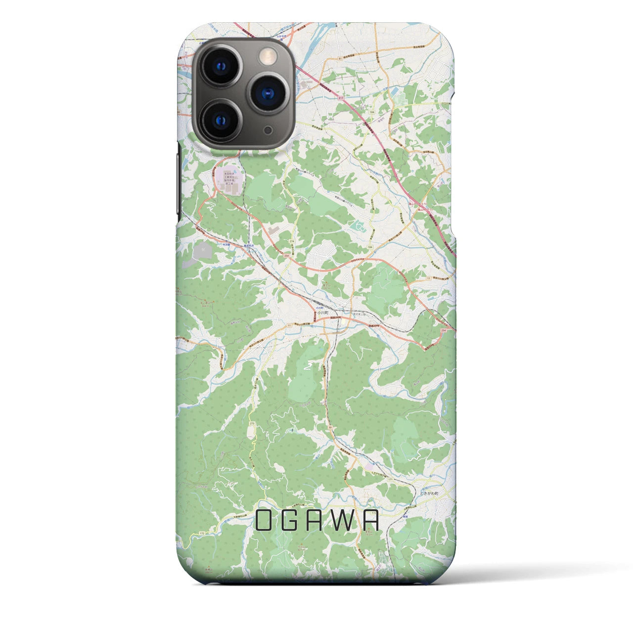 【小川（埼玉県）】地図柄iPhoneケース（バックカバータイプ・ナチュラル）iPhone 11 Pro Max 用