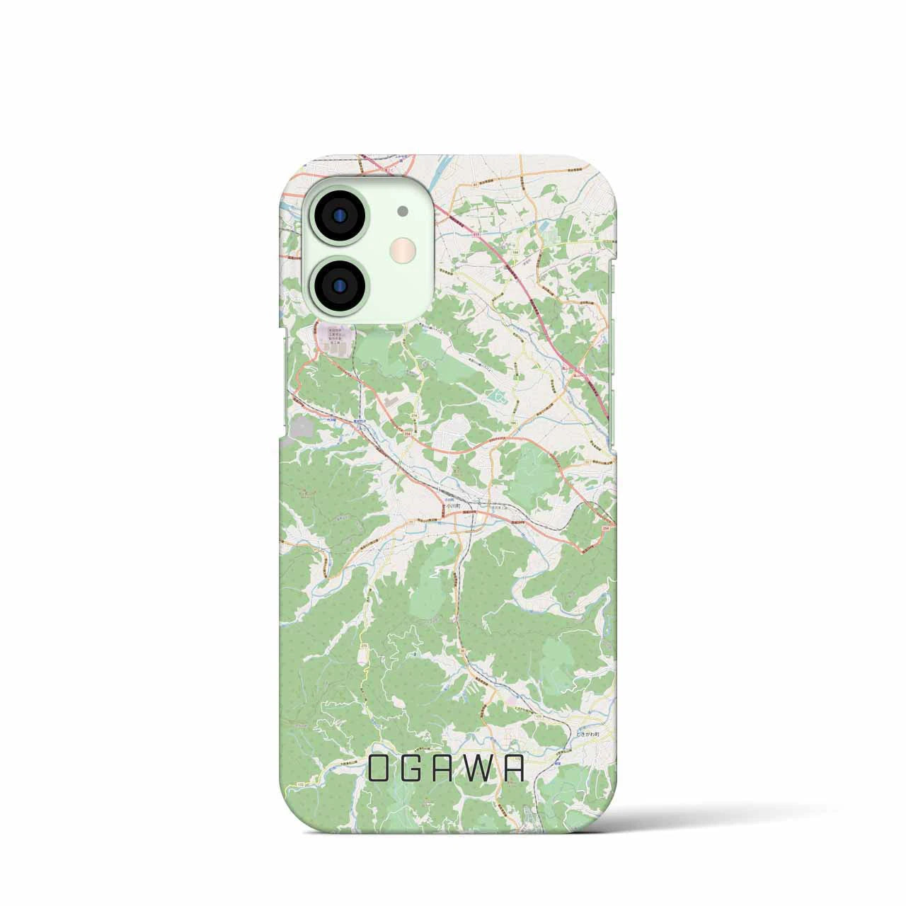 【小川（埼玉県）】地図柄iPhoneケース（バックカバータイプ・ナチュラル）iPhone 12 mini 用