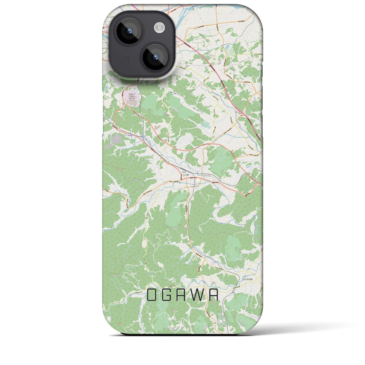 【小川（埼玉県）】地図柄iPhoneケース（バックカバータイプ・ナチュラル）iPhone 14 Plus 用