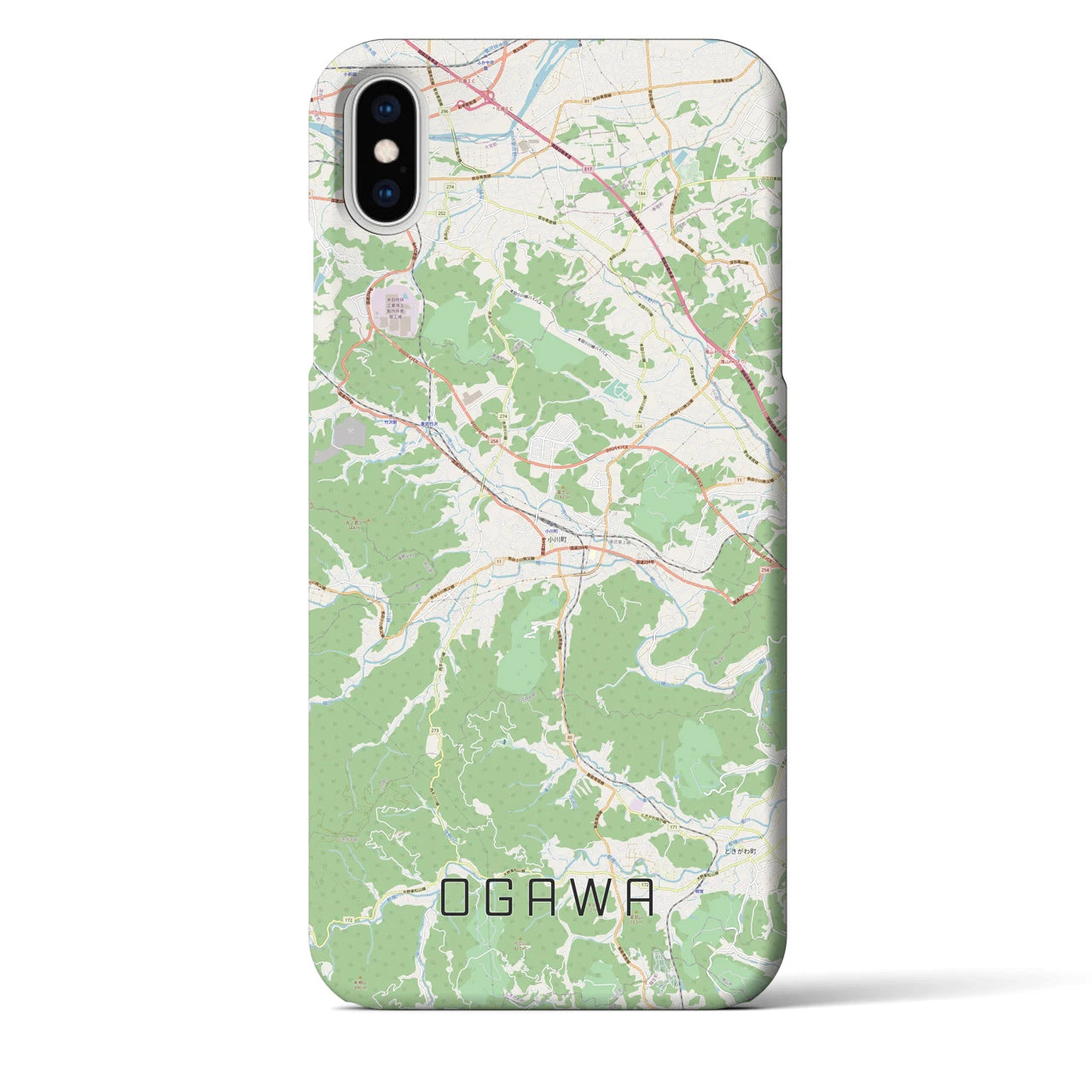 【小川（埼玉県）】地図柄iPhoneケース（バックカバータイプ・ナチュラル）iPhone XS Max 用