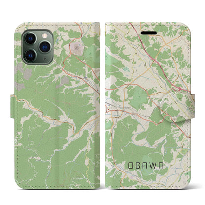【小川（埼玉県）】地図柄iPhoneケース（手帳タイプ）ナチュラル・iPhone 11 Pro 用