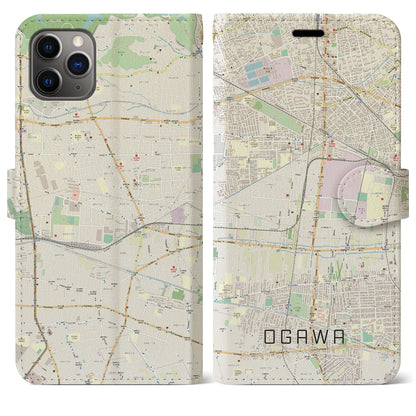 【小川】地図柄iPhoneケース（手帳両面タイプ・ナチュラル）iPhone 11 Pro Max 用
