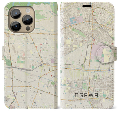 【小川】地図柄iPhoneケース（手帳両面タイプ・ナチュラル）iPhone 14 Pro Max 用