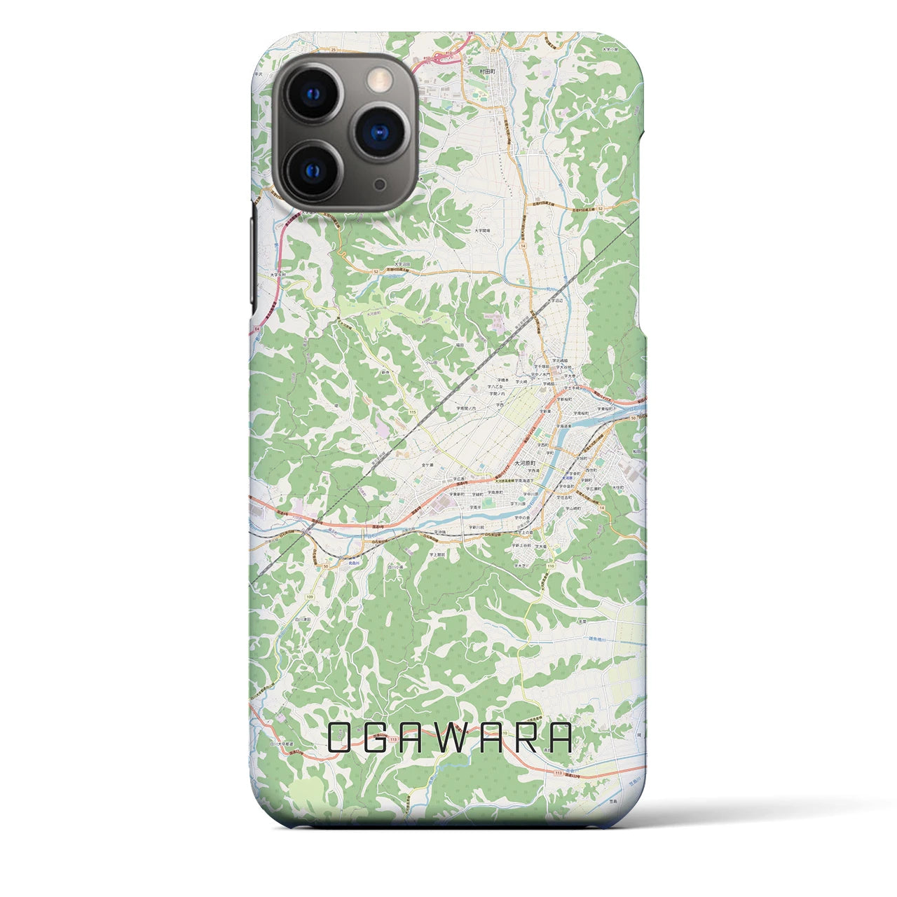 【大河原】地図柄iPhoneケース（バックカバータイプ・ナチュラル）iPhone 11 Pro Max 用