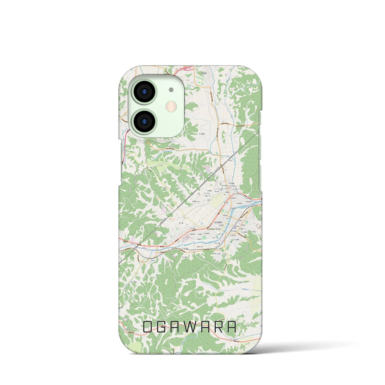 【大河原】地図柄iPhoneケース（バックカバータイプ・ナチュラル）iPhone 12 mini 用