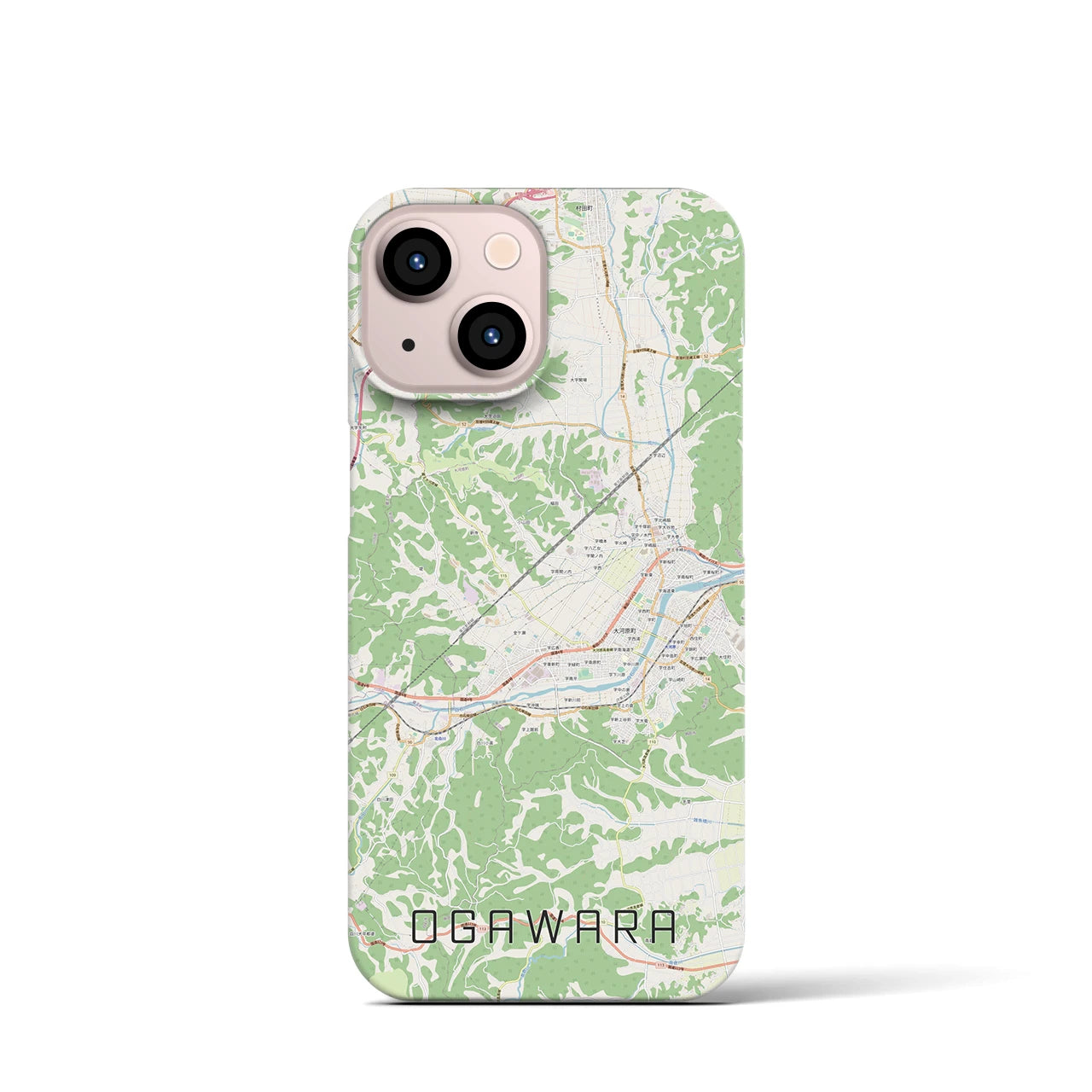 【大河原】地図柄iPhoneケース（バックカバータイプ・ナチュラル）iPhone 13 mini 用