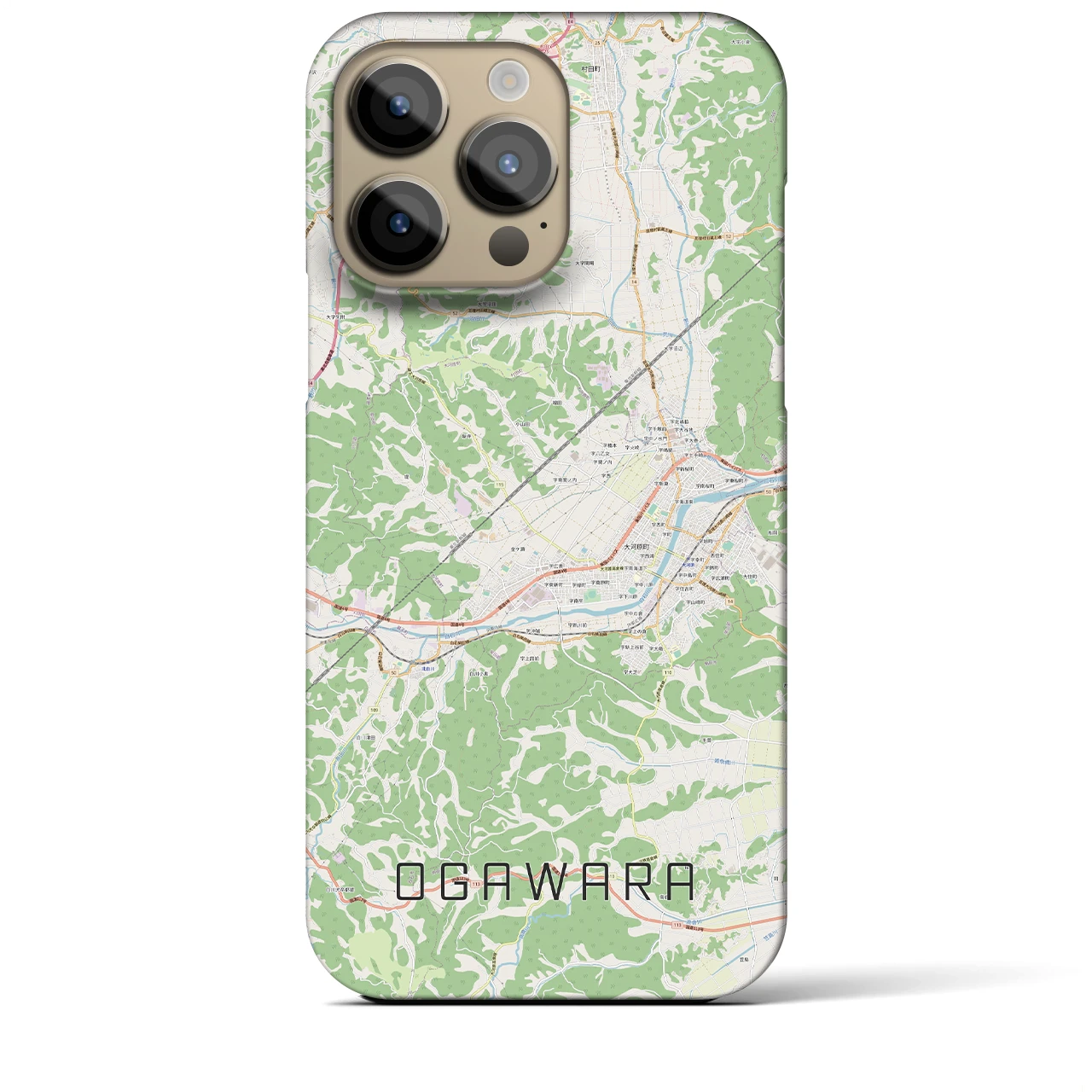 【大河原】地図柄iPhoneケース（バックカバータイプ・ナチュラル）iPhone 14 Pro Max 用
