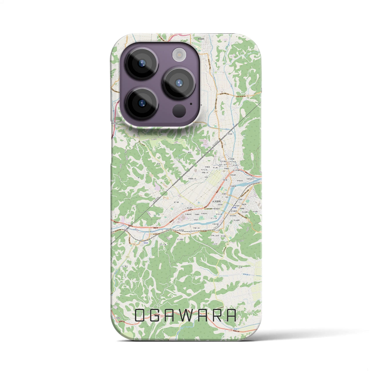 【大河原】地図柄iPhoneケース（バックカバータイプ・ナチュラル）iPhone 14 Pro 用