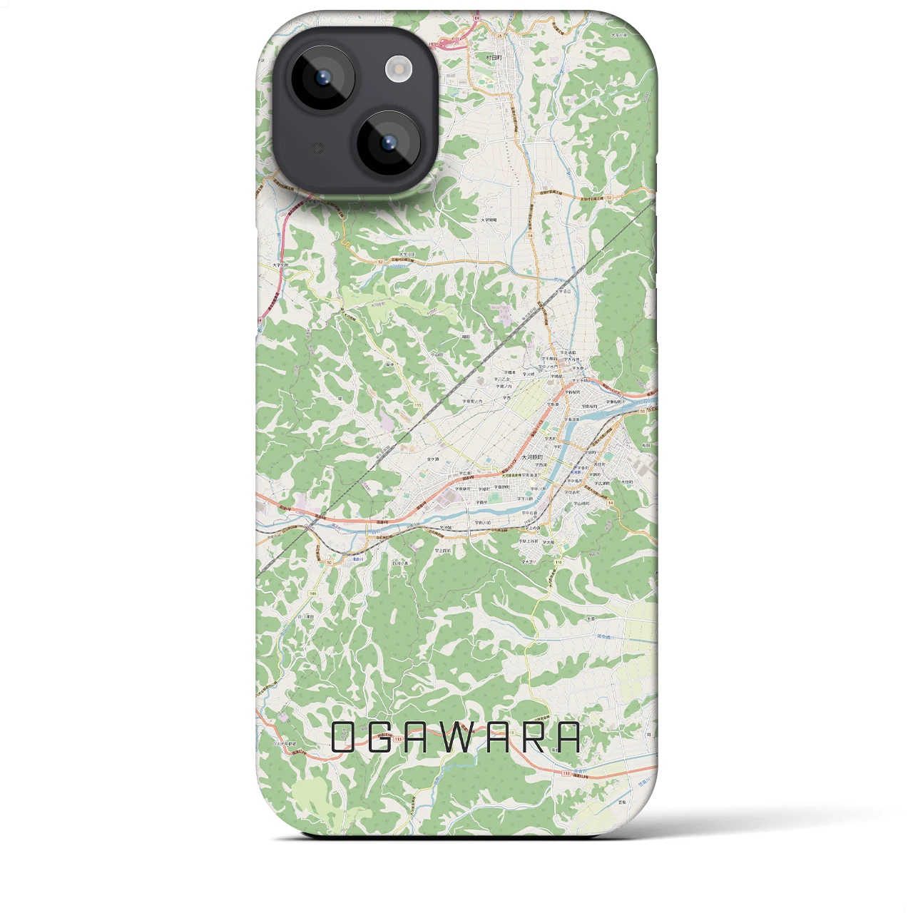【大河原】地図柄iPhoneケース（バックカバータイプ・ナチュラル）iPhone 14 Plus 用