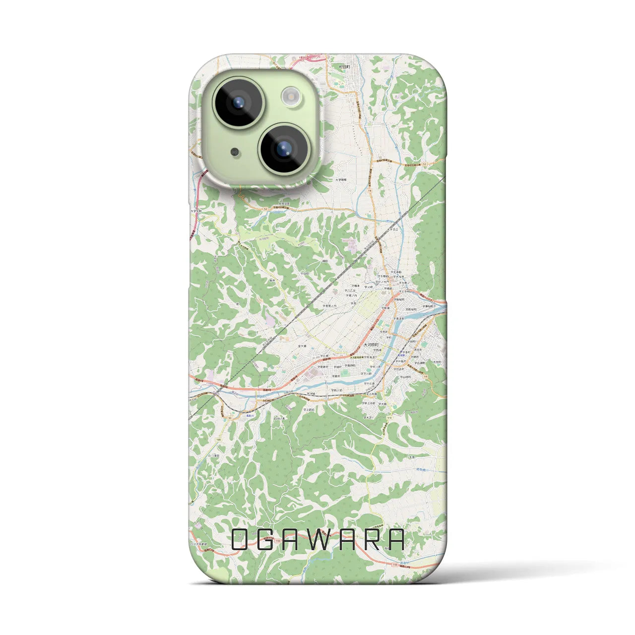 【大河原】地図柄iPhoneケース（バックカバータイプ・ナチュラル）iPhone 15 用