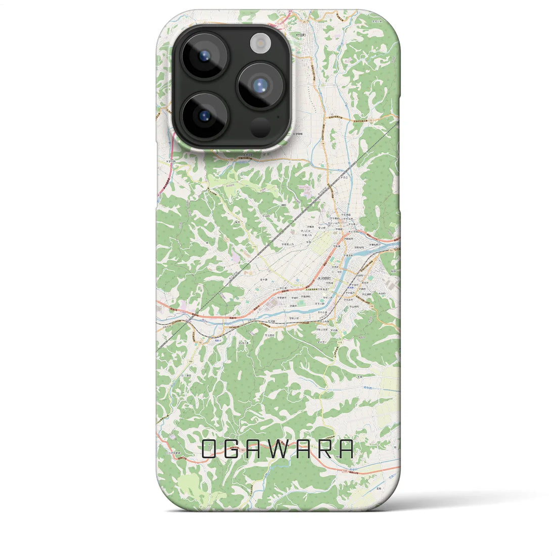 【大河原】地図柄iPhoneケース（バックカバータイプ・ナチュラル）iPhone 15 Pro Max 用