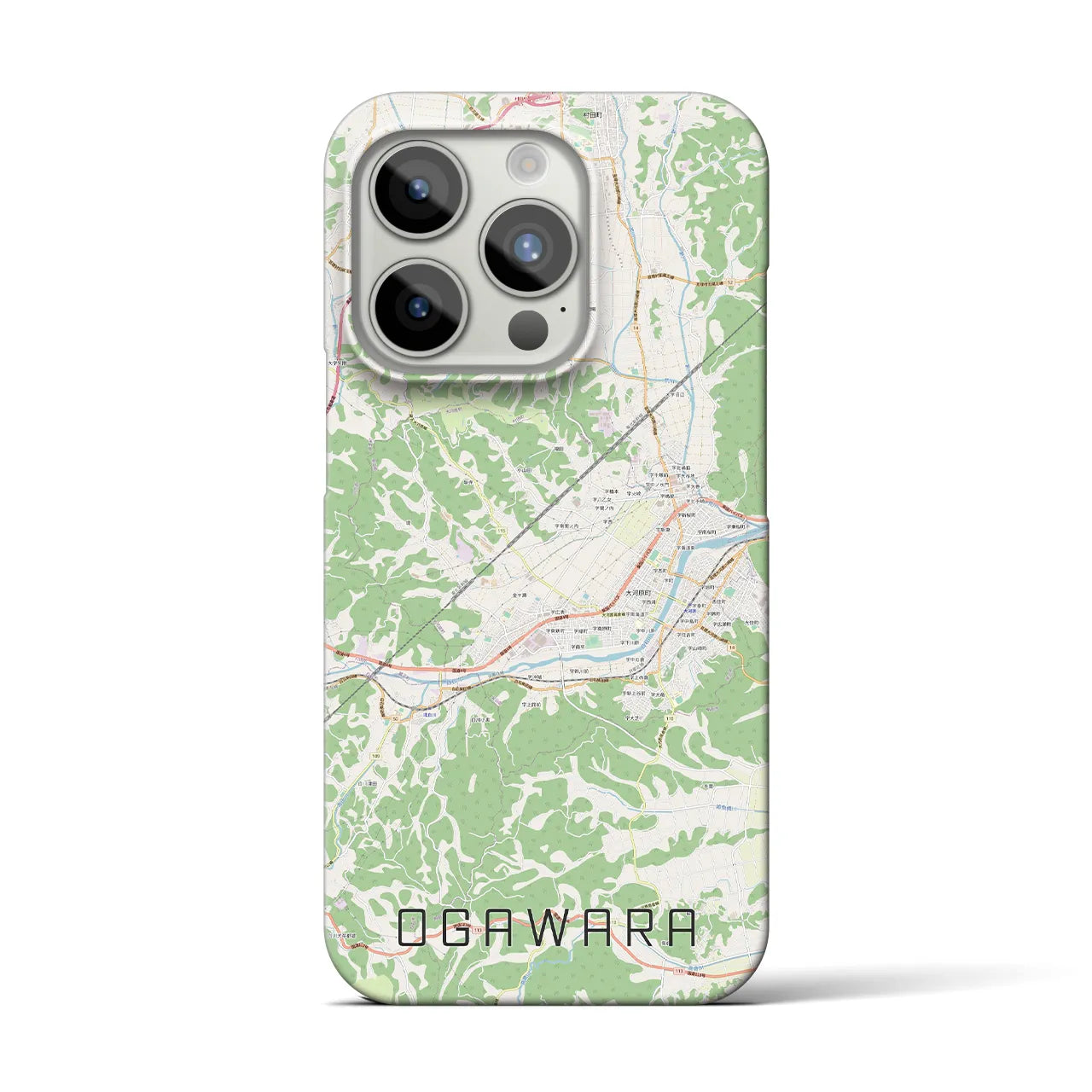 【大河原】地図柄iPhoneケース（バックカバータイプ・ナチュラル）iPhone 15 Pro 用