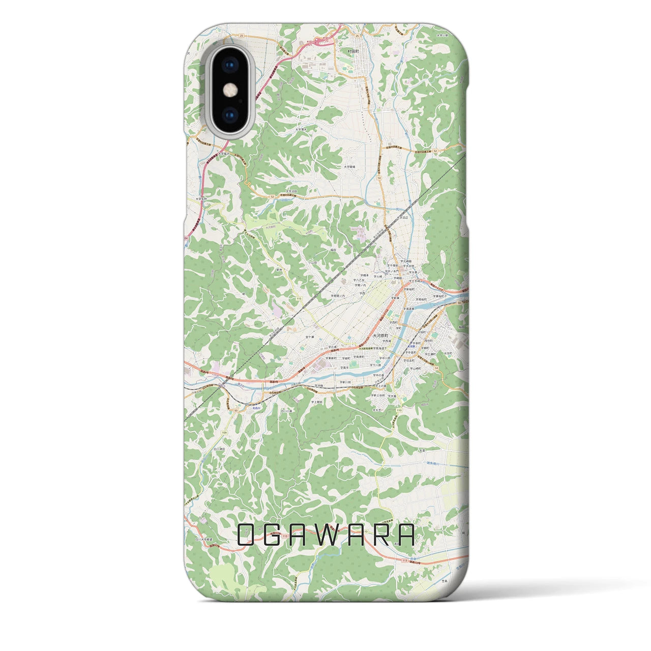 【大河原】地図柄iPhoneケース（バックカバータイプ・ナチュラル）iPhone XS Max 用