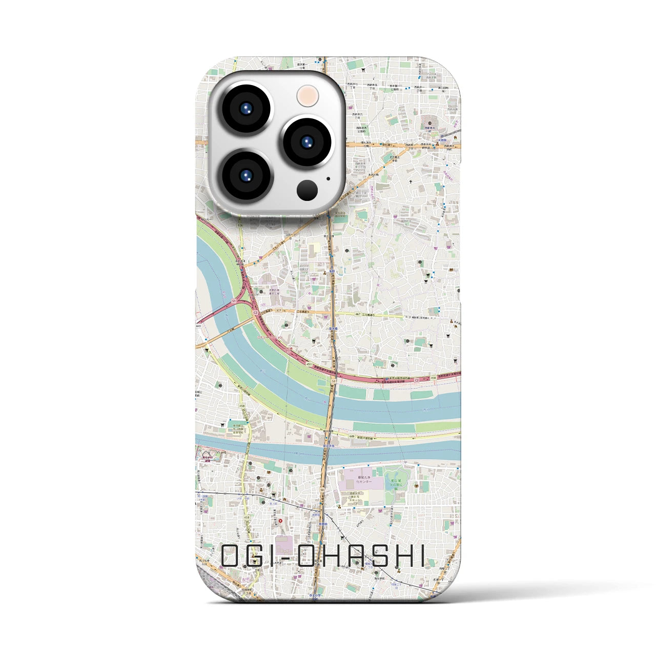【扇大橋】地図柄iPhoneケース（バックカバータイプ・ナチュラル）iPhone 13 Pro 用
