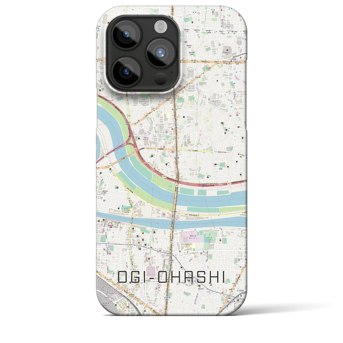 【扇大橋】地図柄iPhoneケース（バックカバータイプ・ナチュラル）iPhone 15 Pro Max 用