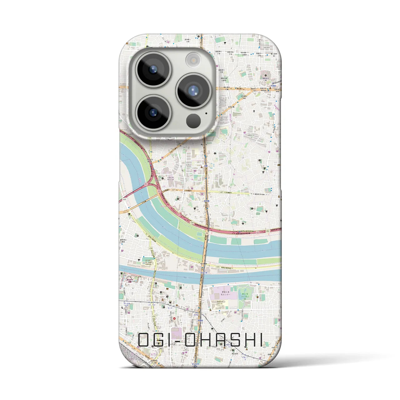 【扇大橋】地図柄iPhoneケース（バックカバータイプ・ナチュラル）iPhone 15 Pro 用