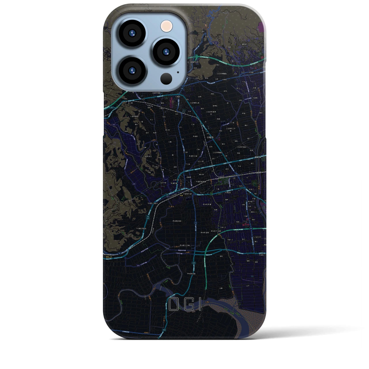 【小城】地図柄iPhoneケース（バックカバータイプ・ブラック）iPhone 13 Pro Max 用