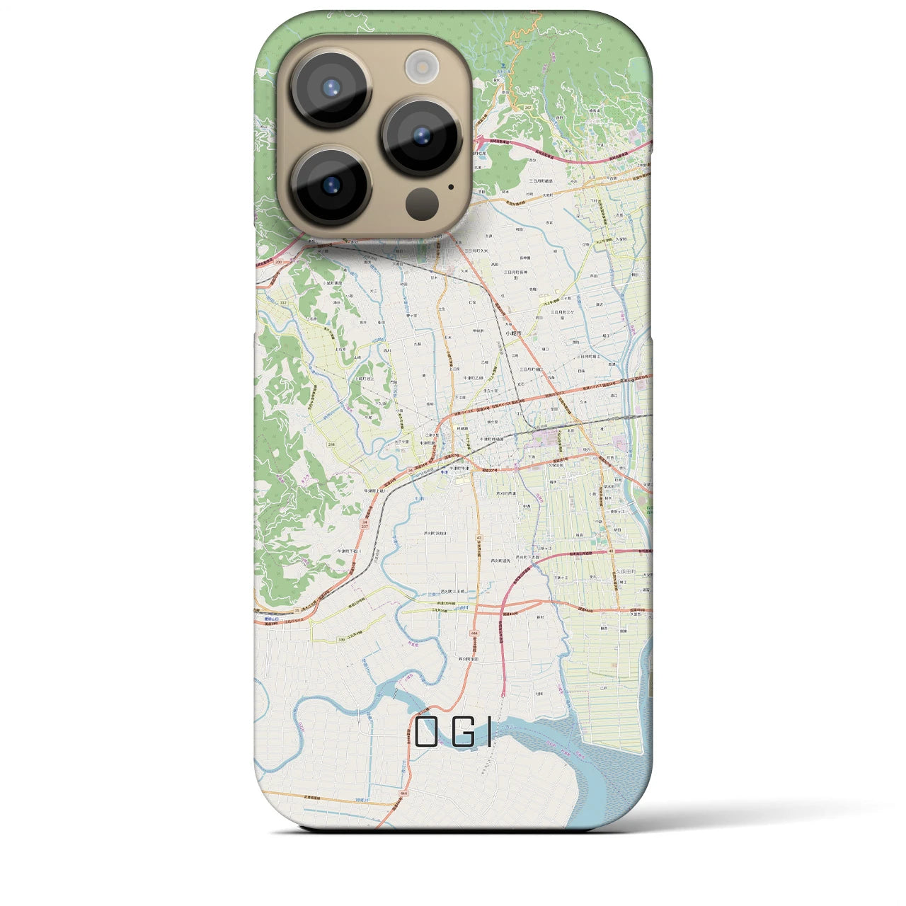 【小城】地図柄iPhoneケース（バックカバータイプ・ナチュラル）iPhone 14 Pro Max 用