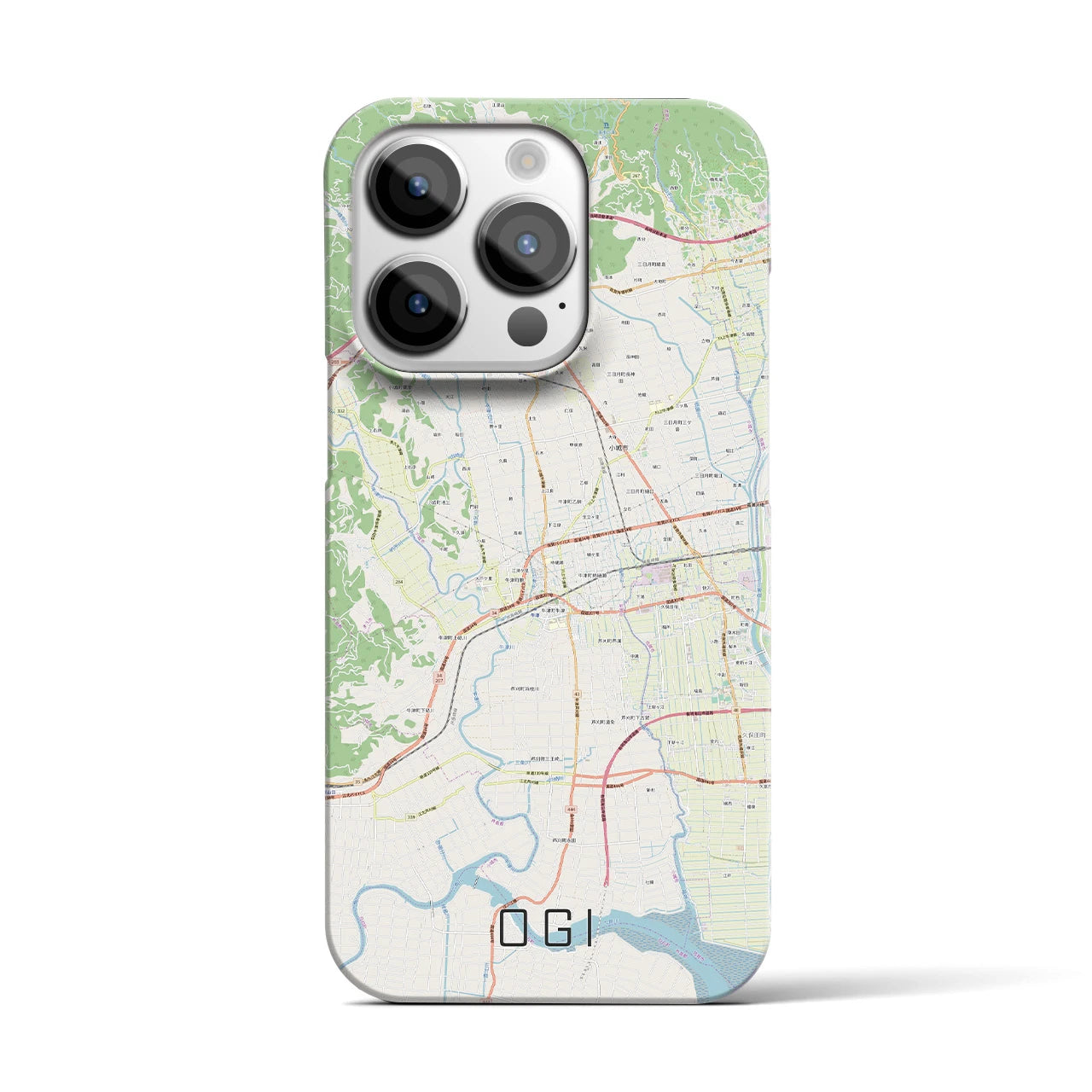 【小城】地図柄iPhoneケース（バックカバータイプ・ナチュラル）iPhone 14 Pro 用