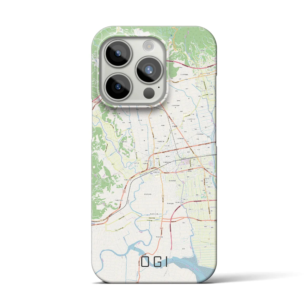 【小城】地図柄iPhoneケース（バックカバータイプ・ナチュラル）iPhone 15 Pro 用