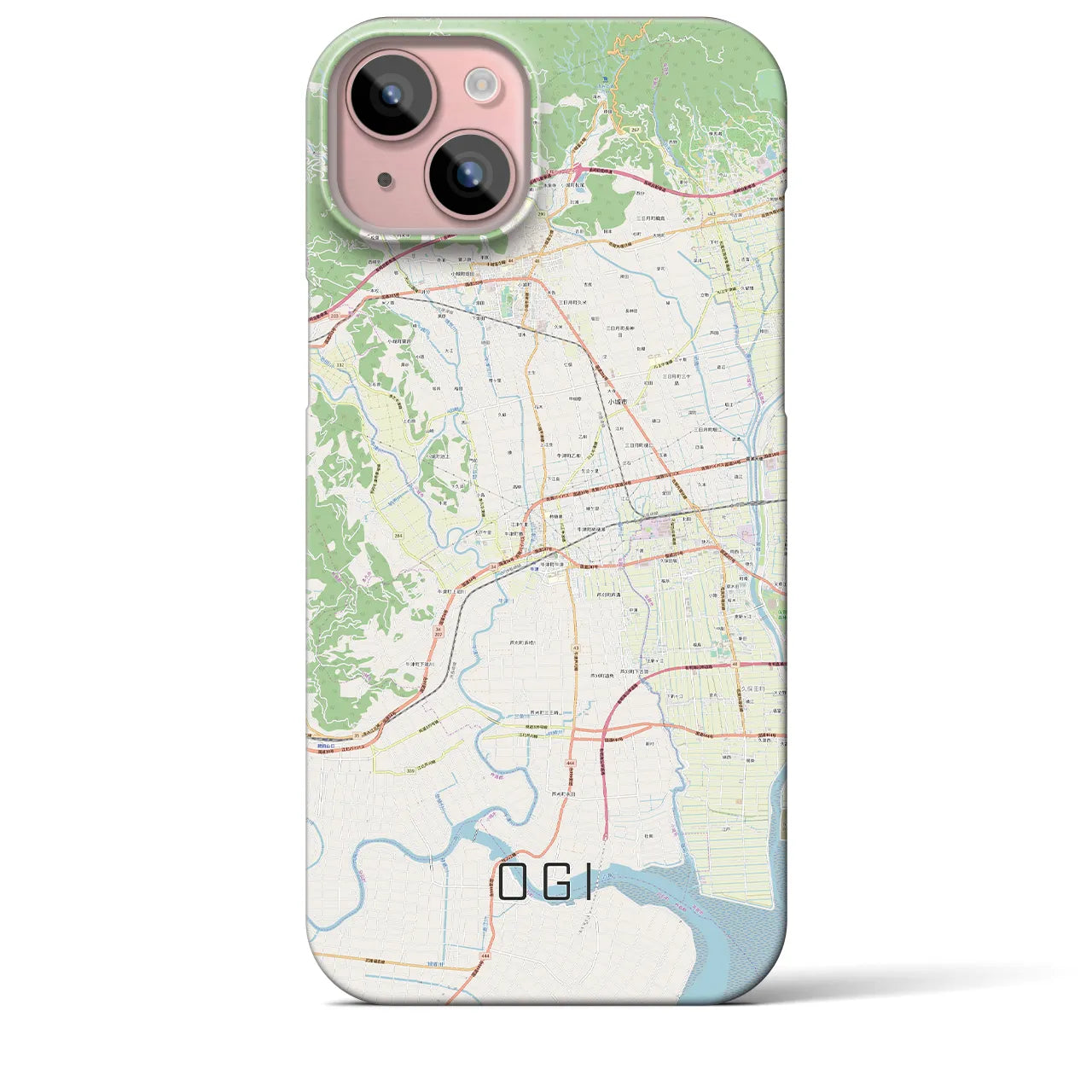 【小城】地図柄iPhoneケース（バックカバータイプ・ナチュラル）iPhone 15 Plus 用