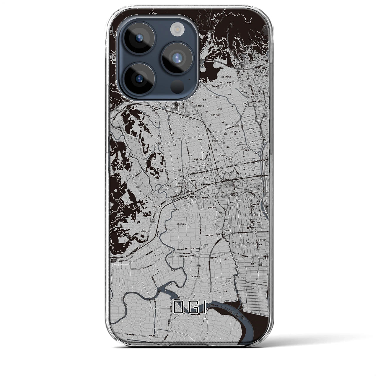 【小城】地図柄iPhoneケース（クリアタイプ・モノトーン）iPhone 15 Pro Max 用