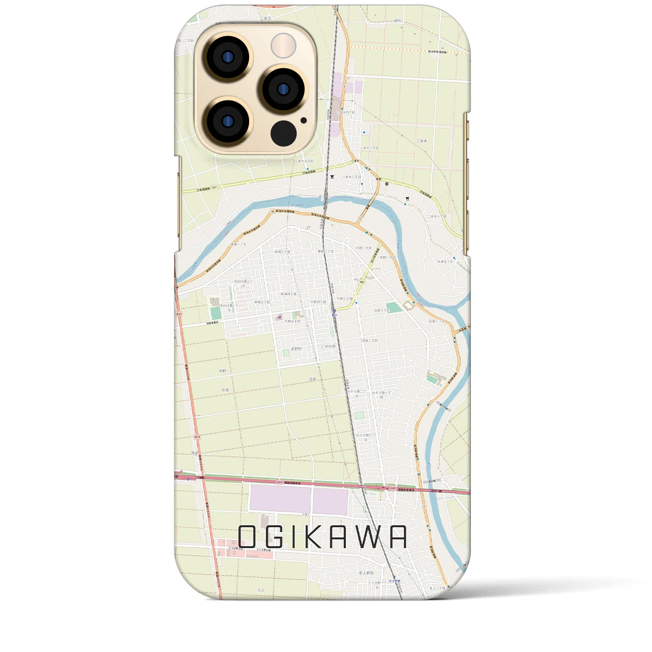 【荻川】地図柄iPhoneケース（バックカバータイプ・ナチュラル）iPhone 12 Pro Max 用