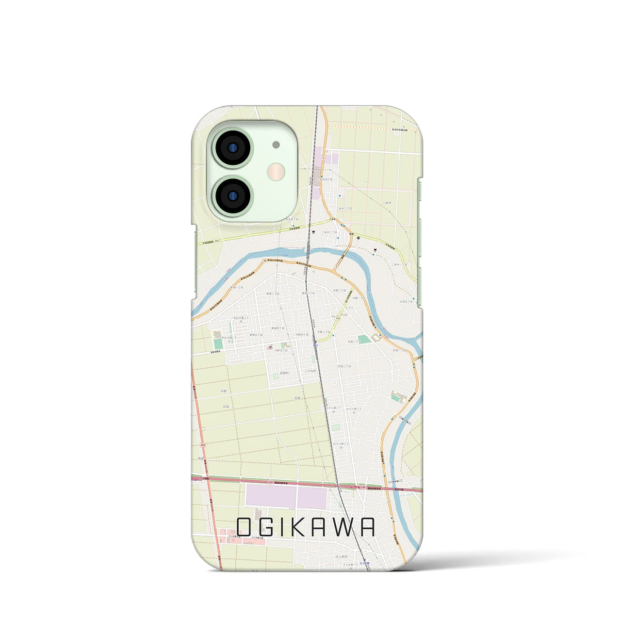 【荻川】地図柄iPhoneケース（バックカバータイプ・ナチュラル）iPhone 12 mini 用