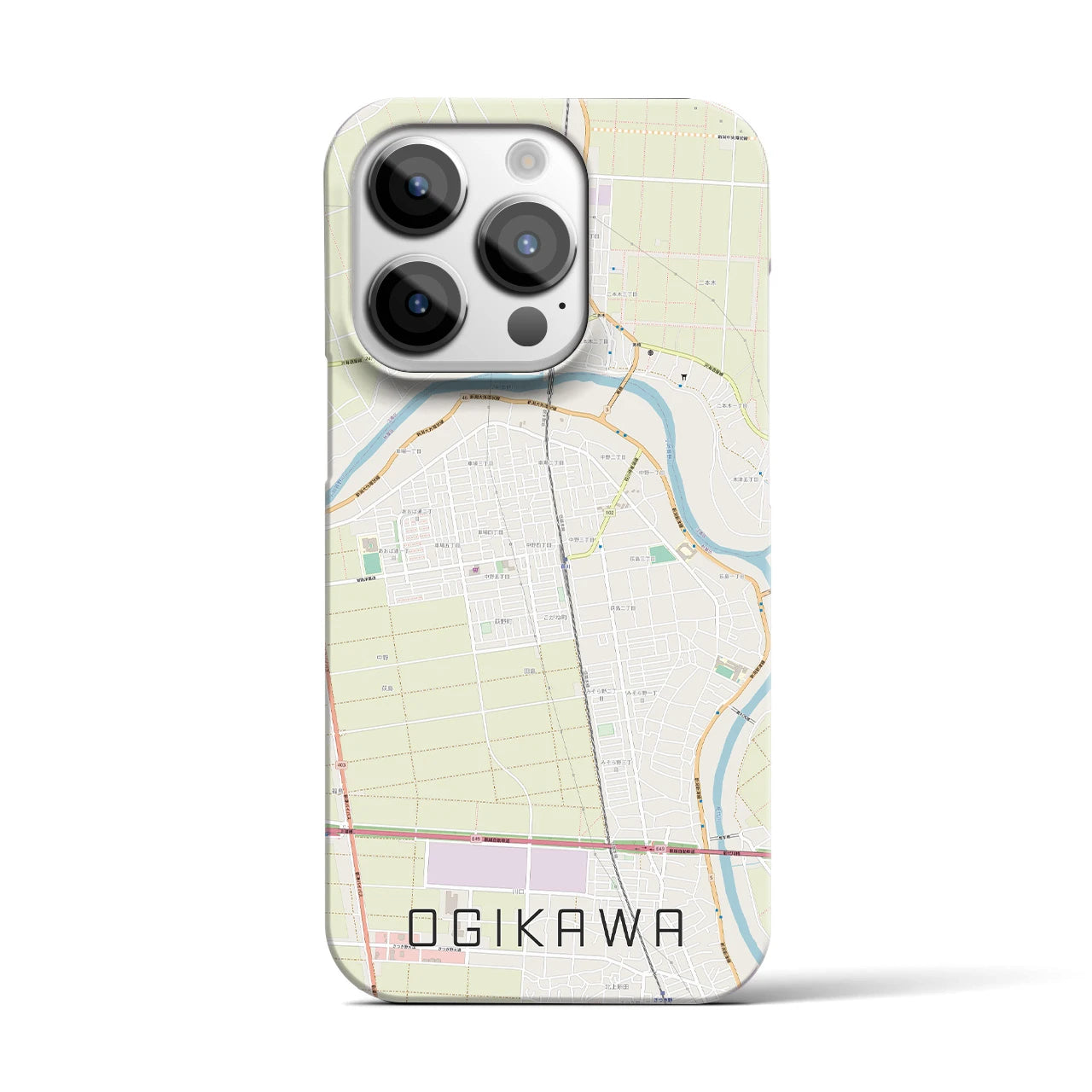 【荻川】地図柄iPhoneケース（バックカバータイプ・ナチュラル）iPhone 14 Pro 用
