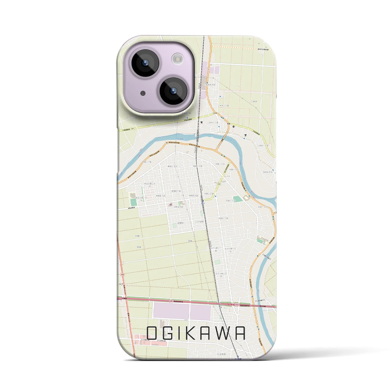 【荻川】地図柄iPhoneケース（バックカバータイプ・ナチュラル）iPhone 14 用