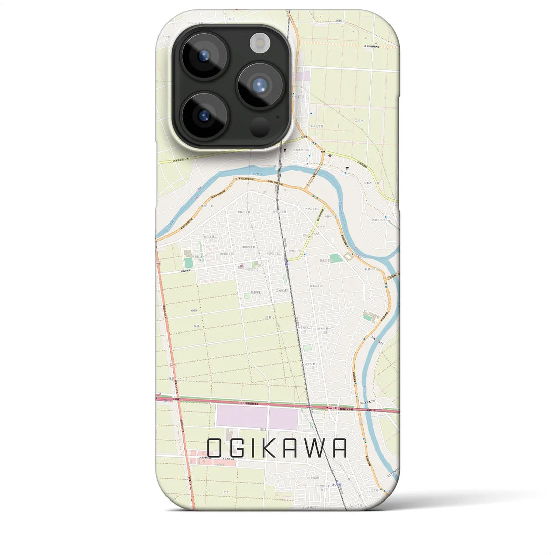 【荻川】地図柄iPhoneケース（バックカバータイプ・ナチュラル）iPhone 15 Pro Max 用