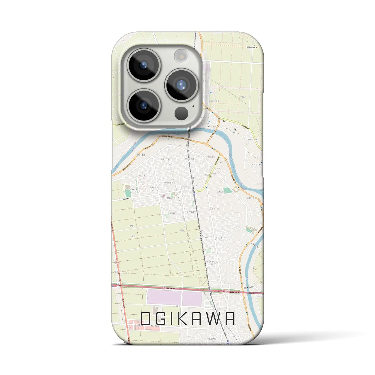 【荻川】地図柄iPhoneケース（バックカバータイプ・ナチュラル）iPhone 15 Pro 用