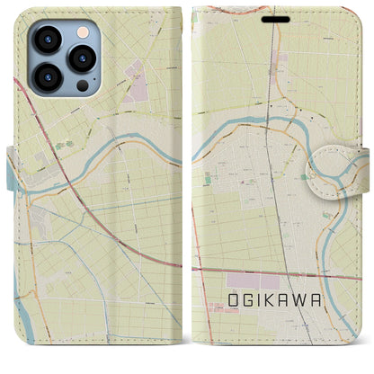 【荻川（新潟県）】地図柄iPhoneケース（手帳タイプ）ナチュラル・iPhone 13 Pro Max 用